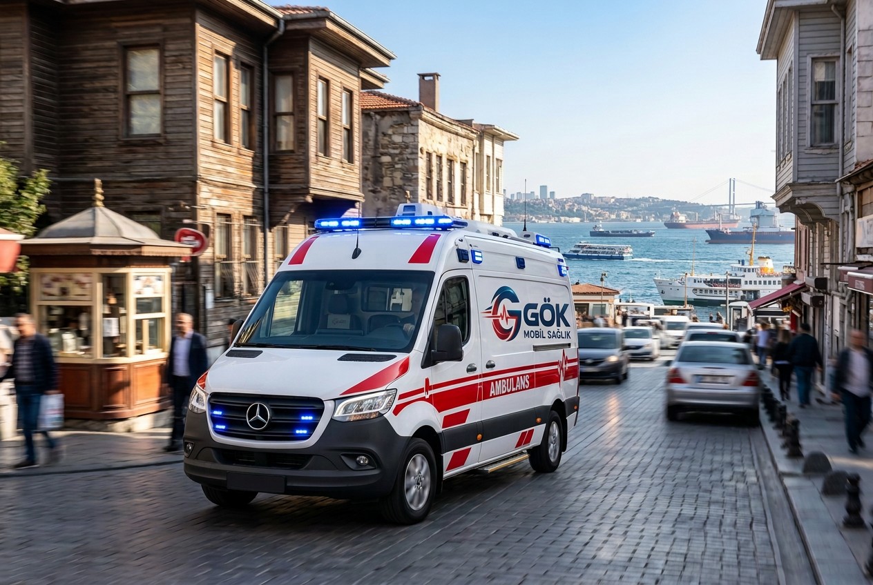 Şehir İçi Özel Ambulans için temsili ambulans ve hasta transferi görseli