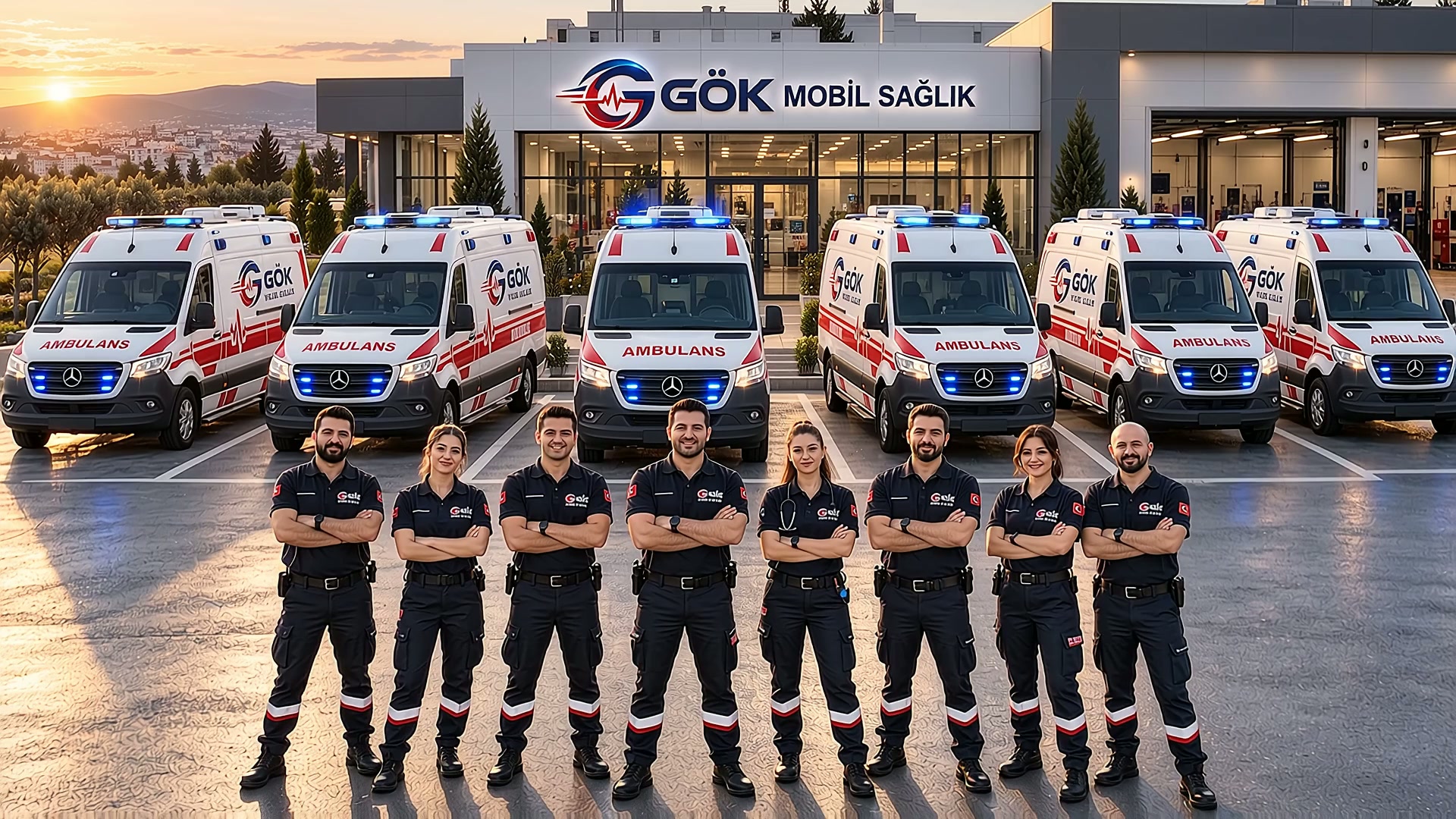 Gök Mobil Sağlık tesisi, ambulans filosu ve sağlık ekibi